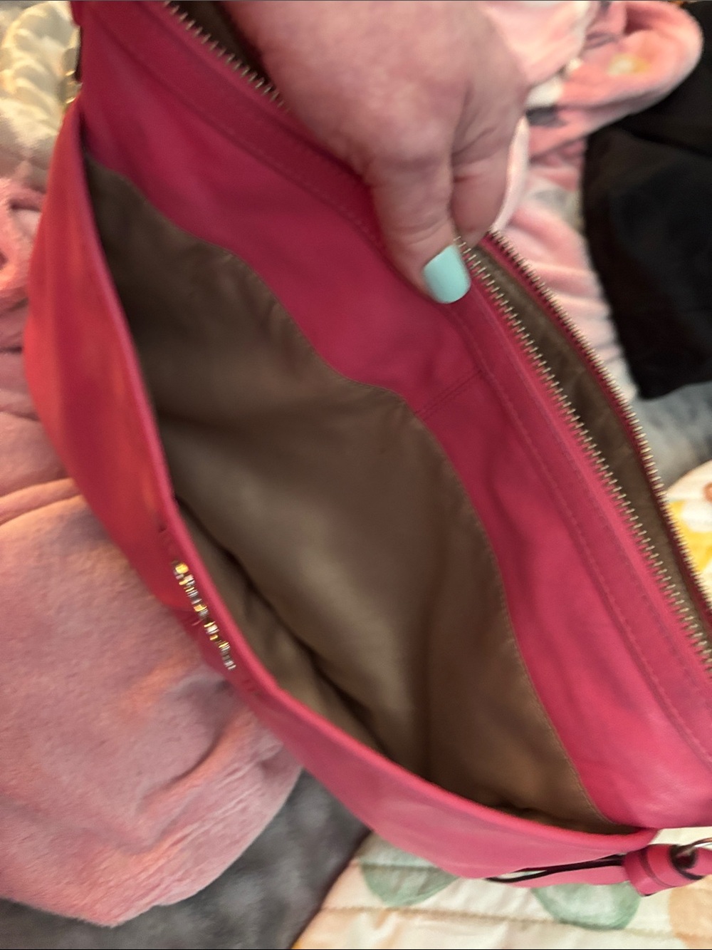 Coach Pink Leather Shoulder Hobo Bag with Tassel - Picture 6 of 7